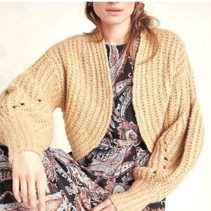 Anthropologie Camel Knit Cardigan